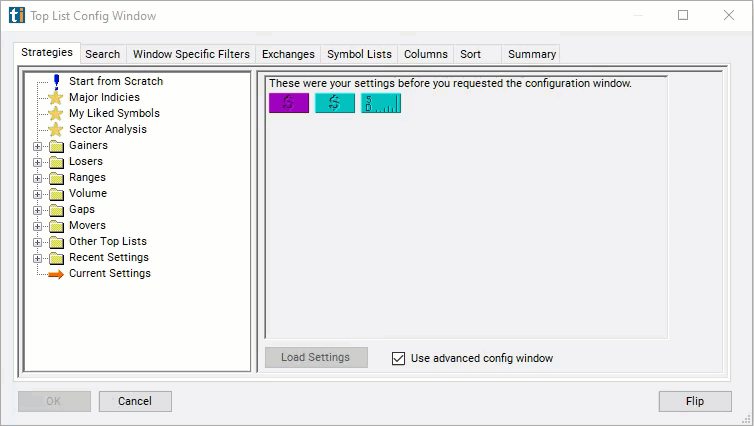 Configuring the Gap in Dollars Filter