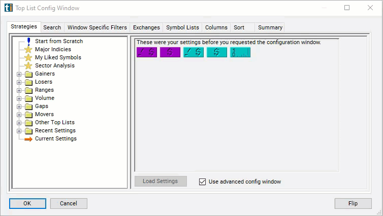 Configuring the Gap in Percent Filter