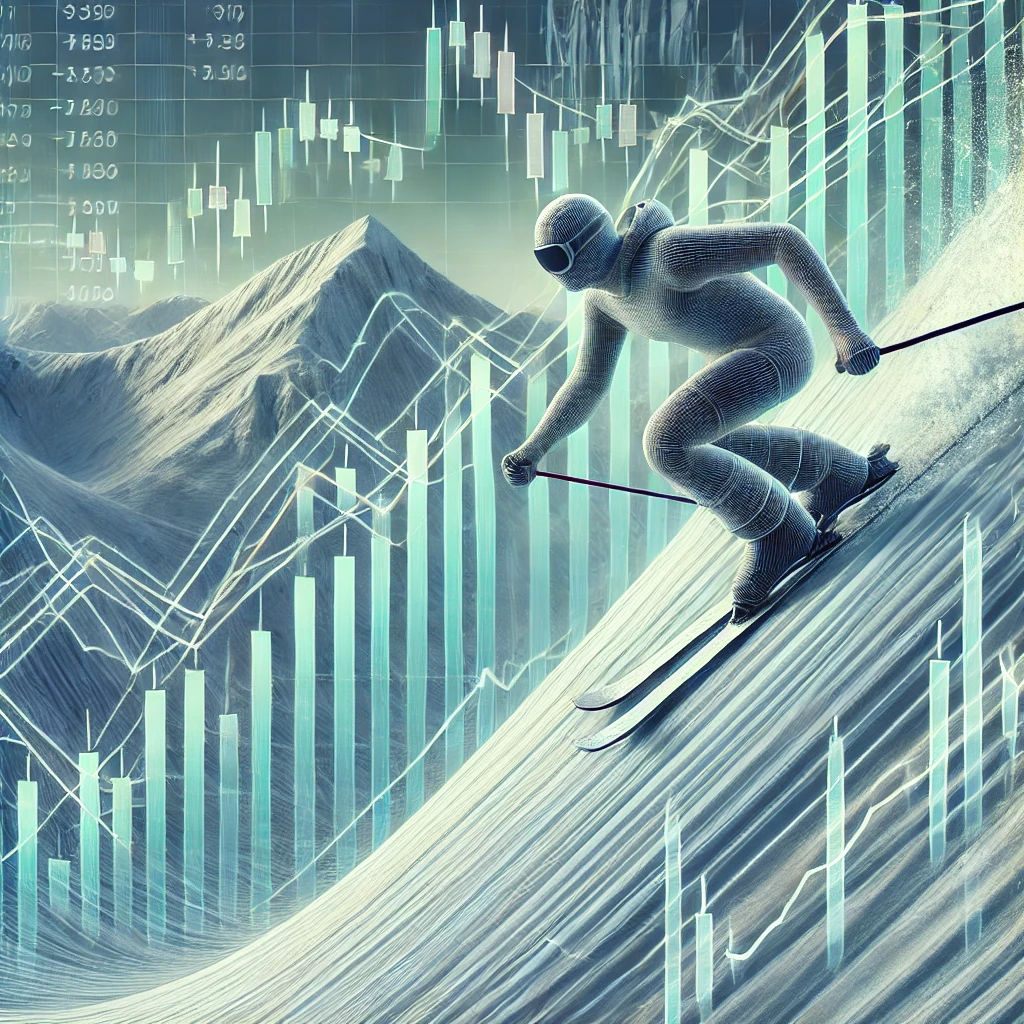 Skier on a stock chart